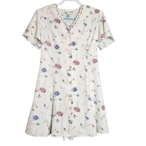 Vintage Jodi Michaels Button front Flutter Sleeve Floral Cottage core dress